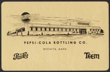 Vintage single playing card PEPSI COLA TEEM building Pepsi-Cola Bottling Wichita