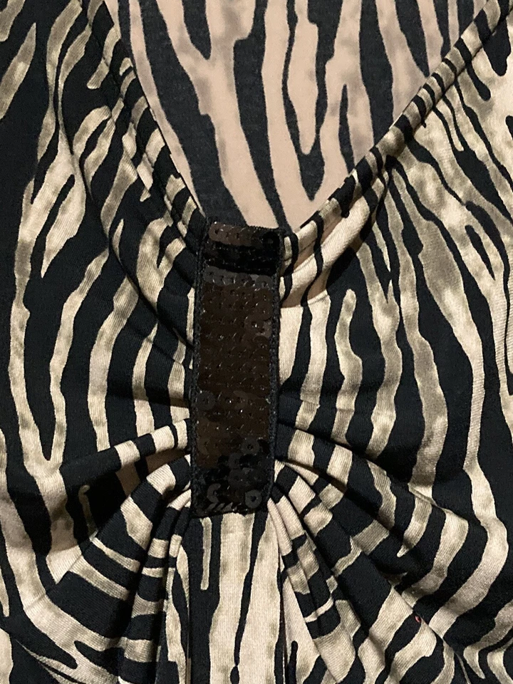 Apostrophe Top 女式 20/22W 棕色斑马动物印花短袖复古 — 第 3/4 张图片