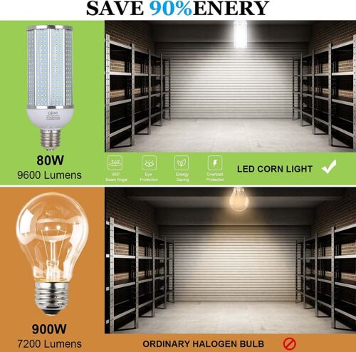 900W Equivalent LED Corn Light Bulb 9600 Lumen 5000K Daylight White 80W E26/E27 - Picture 4 of 12