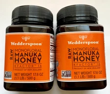 Wedderspoon Raw Monofloral Manuka Honey KFactor 16 🍯 1.1 lbs each  2 LARGE TUBS