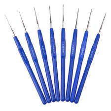 H&auml;kelnadelset 8 St&uuml;ck H&auml;kelnadel Stricknadel 0,6 - 1.75mm Aluminium Blau H&auml;keln