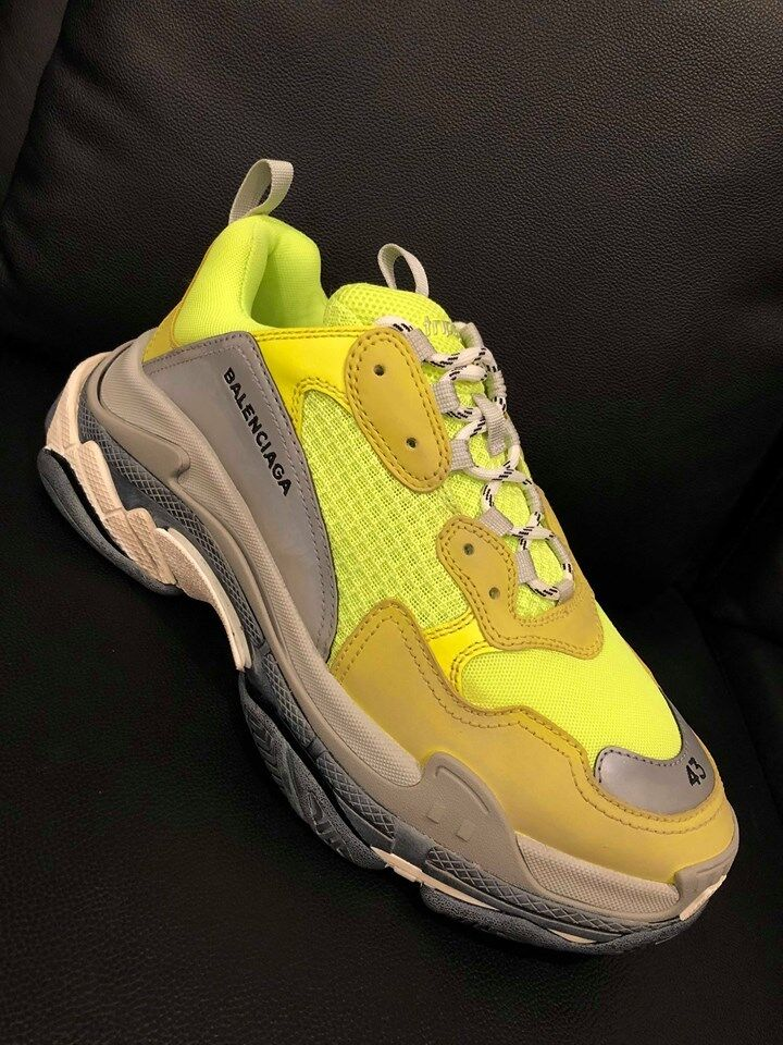 Balenciaga Triple S Sneaker Neon Yellow Grey Speed Flat Trainer 43
