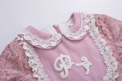 Kids Flower Girls Pink Print Lace Dresses Wedding Party Pageant Prom Summer Bow - Picture 7 of 11