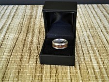 Custom Ring Damascus Steel Core with Crushed Opel Inlay. Very Nice Designe