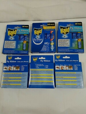 RAID Fly Ribbon Insect Glue Strip Bug Trap 10 Pack-LOT OF 6 PACKS(10 PER PACK)