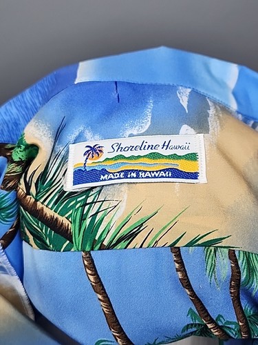 Vintage Shoreline Hawaii Button Up Shirt Mens Size Medium Blue Short Sleeve XL - Picture 6 of 9