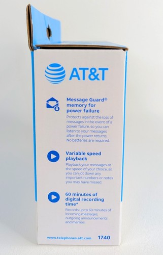 AT&T ATT1740 Digital Answering System 60 Minute Recording Time - White - NEW - Zdjęcie 6 z 9