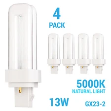 Pack PL13W/2U/2P/827 Plug-In 13W T4 Double Tube 2-Pin GX23-2 5000K Natural Light