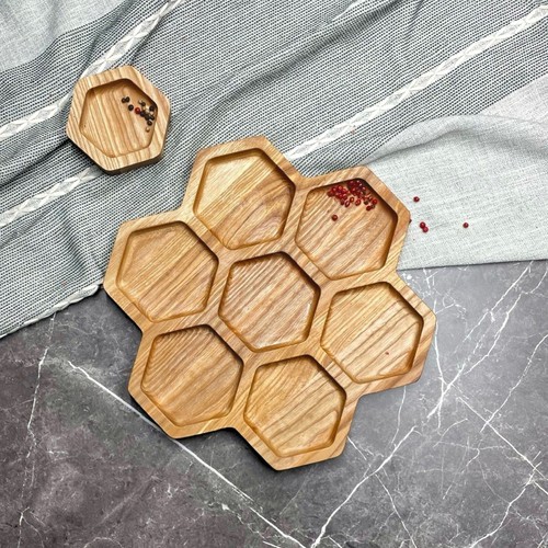 Honeycomb wooden serving platter - Divided Tray - Cheese Board- Charcuterie Tray - Picture 7 of 8