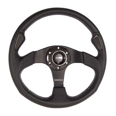 MOMO Jet schwarzes Leder Rennlenkrad mit AirLeather Einlagen - 350 mm
