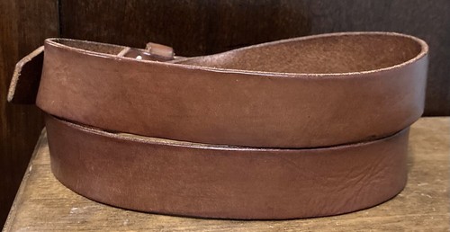 J Crew Brown Leather Belt Sz 34 1.25”Wide Stainless Buckle Distressed Solid GUC - Bild 2 von 7