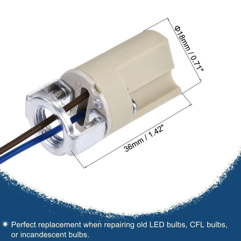 10pcs G9 Bulb Socket AC250V 2A15cm Wire Lamp Holder with Bracket Ceramics White - Image 3 of 4