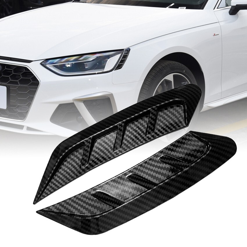Car Sport Carbon Fiber Soft PVC Side Fender Air VentsWing Cover Trim Accessories