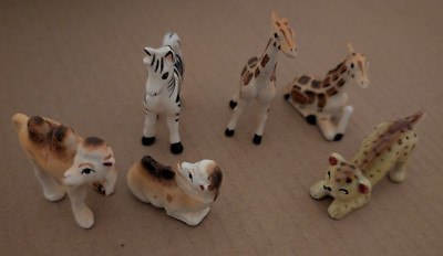 Vintage Lot 6 GIRAFFE Leopard ZEBRA Camel BONE CHINA Salt Pepper Japan Figurine