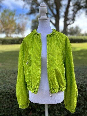 Gucci Green Satin Bomber Jacket New Size 44 | eBay