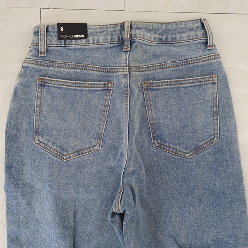 Pantalones de mezclilla para mujer Fashion Nova con acento trasero azul talla 9 cintura 26 tiro alto - Imagen 3 de 8