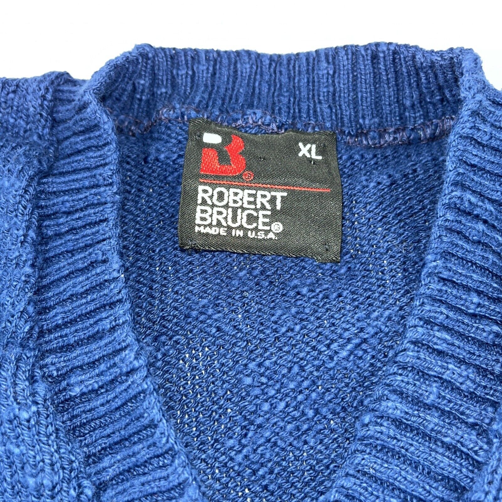 Robert Bruce Vtg. V-Neck Sweater. Womens XL. Navy… - image 5