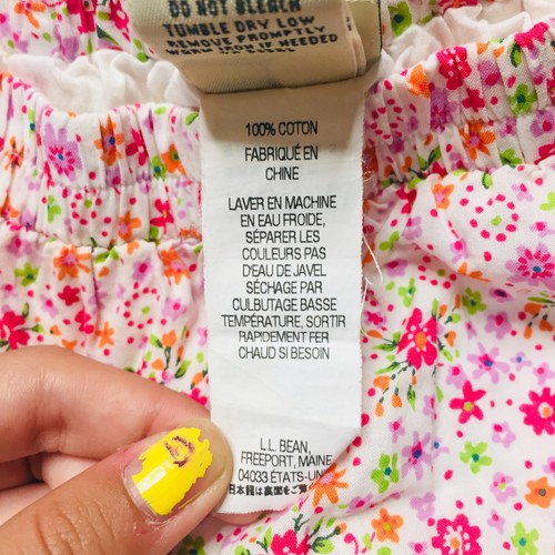 LL Bean Skirt 12 Girls Cotton Floral Elastic Waist Ruffle Skirt Pink Lined - Picture 6 of 11