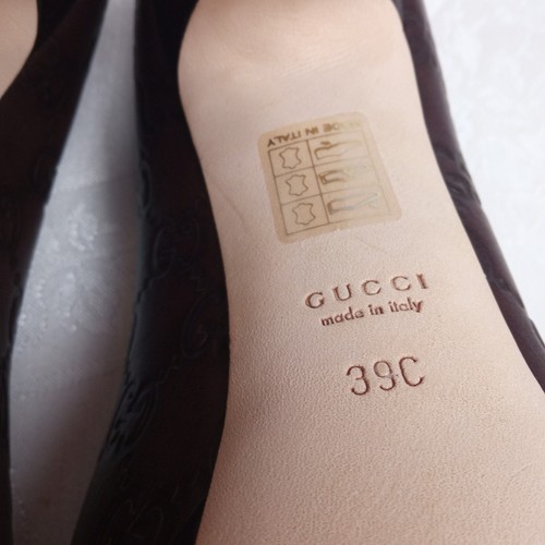 NewWB Gucci Guccissima GG monogram Chocolate brown horsebit peep toe pumps 39EU - Picture 8 of 13