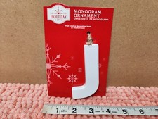 Holiday Time Christmas Ornament Monogram Letter "J" Ornament White 3.5" NEW