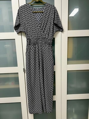 Damen schwarz gemustert Jumpsuit Overall Einteiler Gr. S neuwertig