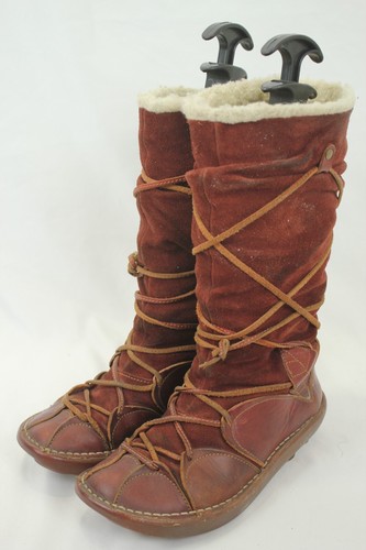EL NATURALISTA UNIQUE MOCCASIN RED/ BROWN LEATHER BOOTS SIZE 6.5 US VGC! - Picture 3 of 9