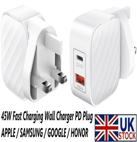 Mural Alimentation Chargeur Adaptateur 45W Rapide Pd Prise Pour Pixels 9/9 Pro - Photo 10 sur 29