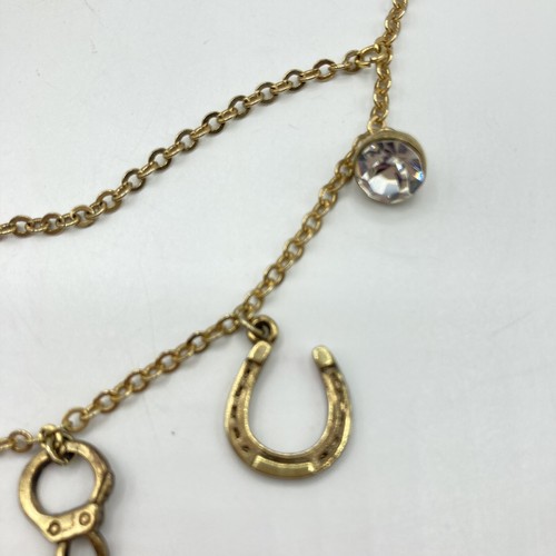 Goldfarbene Kette Strass Charm Halskette 30" lang Stern Herz Kreuz Hufeisen - Bild 7 von 8