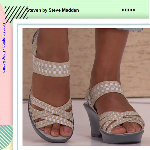 Steve Madden Torrist Woven Wedge Sandal, Tan/Multi, Size US 6 - Picture 8 of 8