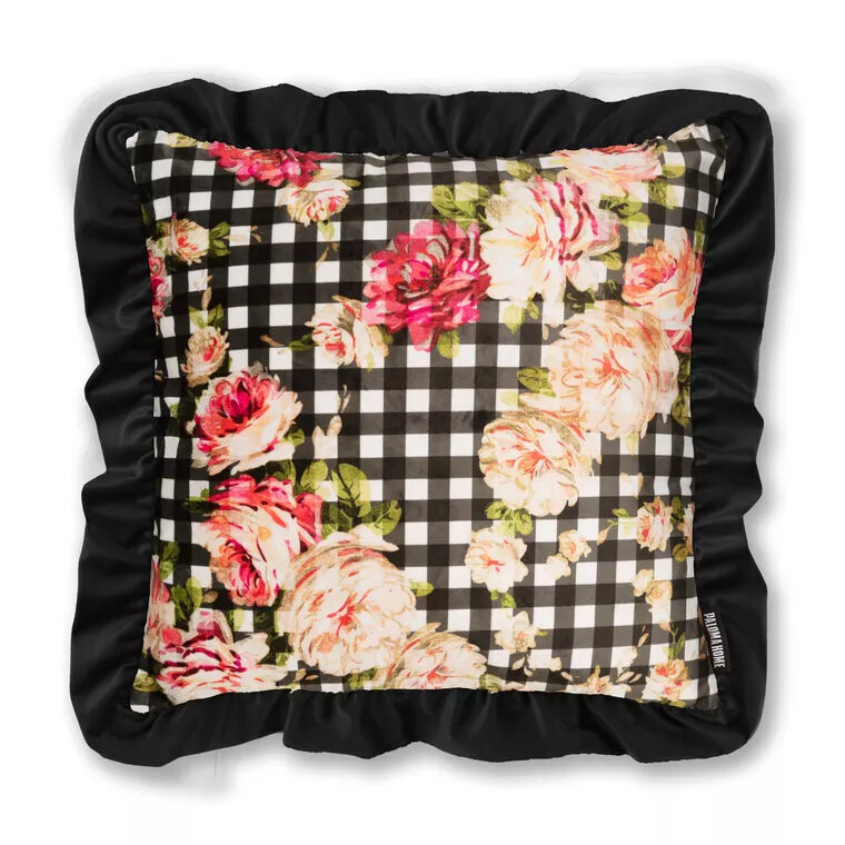 Paloma Fashion Floral Frilled Ruffled Black Pink White Cushion