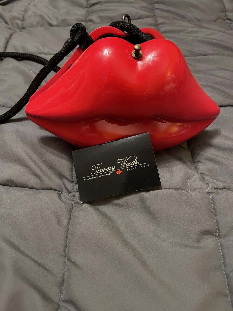 Timmy Woods Hand Carved Wooden Lips Purse - Beverly Hills Artist