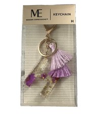 Modern Expressions Letter Keychain "H" Floral Lavender Purple Initial NEW