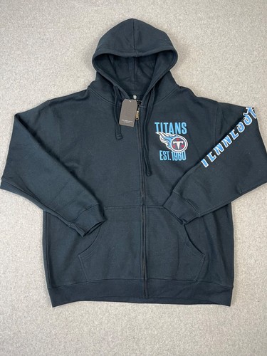 Tennessee Titans Jacket Mens 2XL Blue Hooded Full Zip Sleeve Logo Pockets - Picture 2 of 9