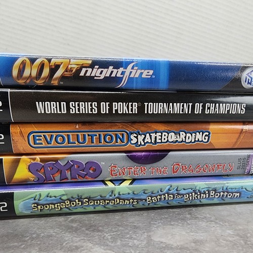 PS2 5 GAME Bundle 007 Night Fall Spyro SpongeBob World Series Of Poker Skateboar - Picture 3 of 18