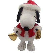 Hallmark Snoopy Christmas Plush 2010 Animated Ringing Bells Santa Hat 13"
