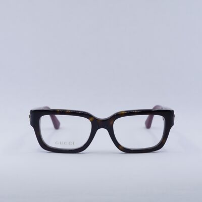 NEW GUCCI GG1666O 006 Havana with Red 53mm Eyeglasses | eBay