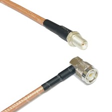 RG142 Silver SMA FEMALE to TNC Male Angle Coax RF Cable USA Lot