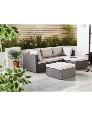 ANTHRACITE LUXURY RATTAN EFFECT GREY CORNER GARDEN SOFA SET WITH CUSHIONS - Image 1 of 4