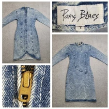 Vintage Paris Blues Denim Dress Women's Size 7 Blue Jean Talon Zip Made In USA