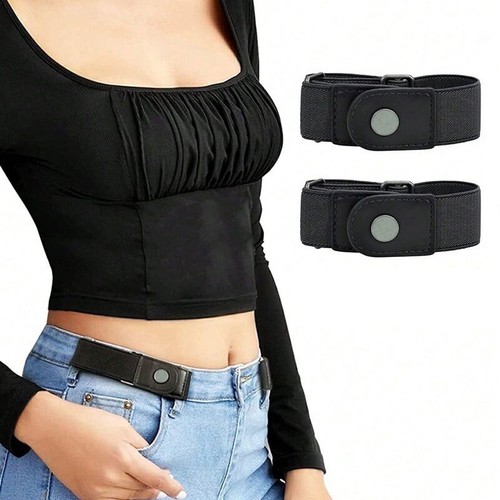 Invisible No Buckle Elastic Belt Buckle-Free Comfort Stretch Belt Unisex 2PCS