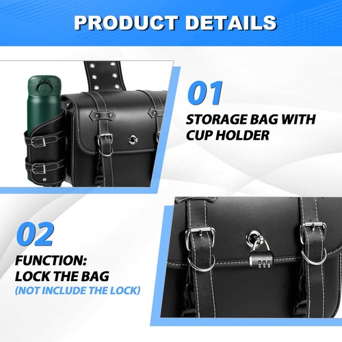 Waterproof Motorcycle Side Saddle Bags Saddlebags Luggage Pannier Travel Bag PU - Picture 7 of 12