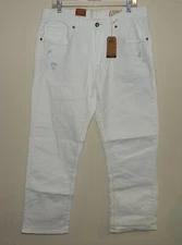 T. K. Axel Stretch Relaxed Straight Men's 34 x 32 Jeans White Distressed NWT