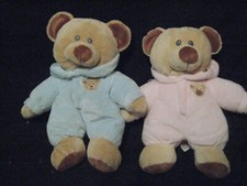 10" TY PLUFFIE 2015 BLUE BEAR 2014 PINK BEAR PLUSH