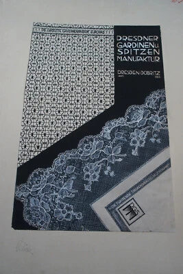 Dresdner Gardinen/Spitzen Manufaktur, Original Temperazeichnung für Plakat um 19 - Bild 1 von 2
