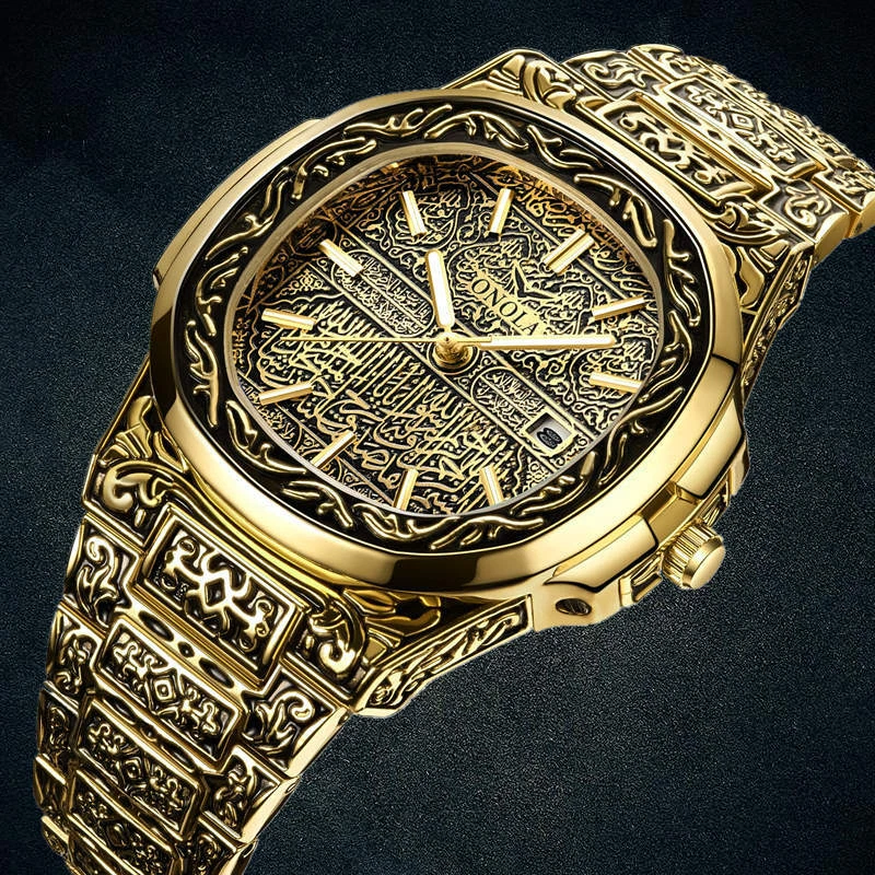 Men s Fashion Quartz Watch Retro Stainless Steel Wristwatch Dial 40mm