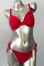 Victoria's Secret Swim Suit Bikini Set Red Underwire Top Side Tie Cheeky Bottom
