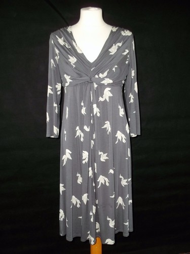 soft grey bird print dress size 