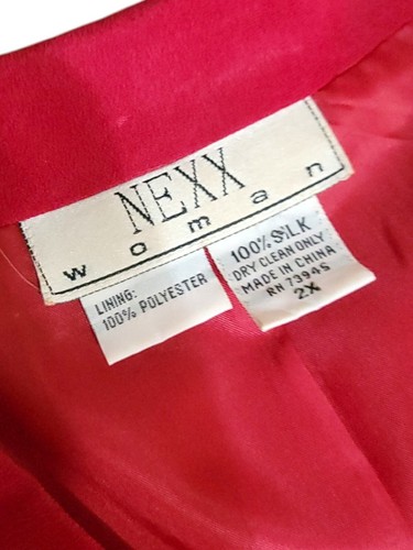Rot 100 % Seide Nexx Damen Blazer Jacke 2X Urlaub Weihnachten 4 Knöpfe Karriere - Bild 4 von 21