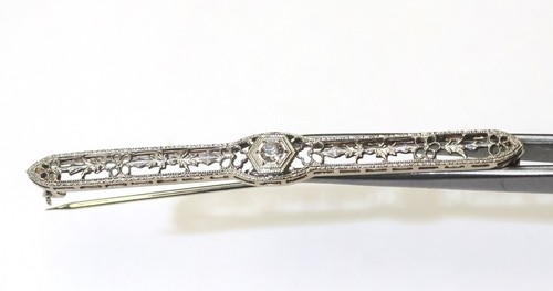 14k White Gold 0.10ct Diamond VVS1-H 3mm Brooch Pin Pendant 3.5g unique - Picture 3 of 9