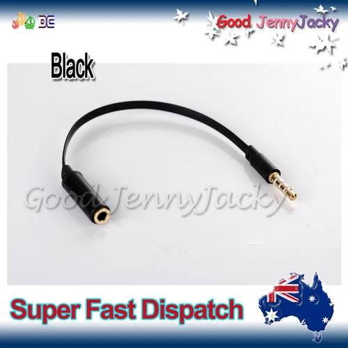 CTIA to OMTP Adapter Converter Flat Noodle Black Cable for Earphones 3.5mm Audio